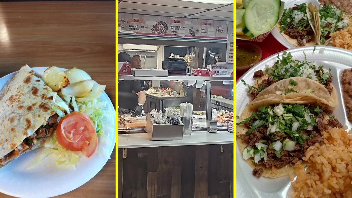 Casual Mexican restaurant tables with simple seating.